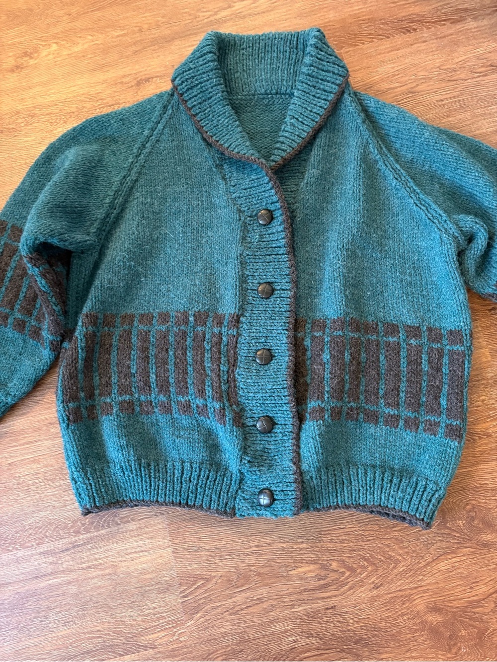 Vintage Handmade Men’s Button Up Cardigan XXL Wool Blend Very Warm and Cozy